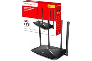Mercusys MB115-4G Routeur 4G LTE, WiFi 300 Mbps en 2.4 Ghz, Carte SIM Nano, 4 Antennes Puissantes, Jusqu’à 32 Appareils, Mode routeur Via 4 Ports WAN/LAN, Compatible Multi-Opérateurs
