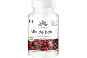 Mix de Baies - avec concorde, mures, sureau, framboise, myrtille, cassis, groseille rouge, canneberge et spiruline - 120 gélules | Herba Direkt - Qualité des pharmacies allemandes
