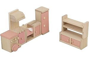 URBN-TOYS Children Wooden Doll House Furniture Gift Toy Sets (Kitchen)