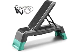 leikefitness Panca multifunzione per aerobica con cordino, piattaforma di allenamento regolabile, panca per pesi, attrezzatura professionale per il fitness per la palestra domestica..