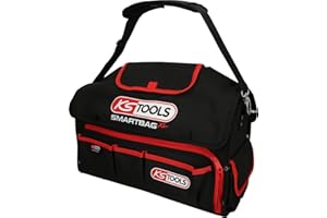 KS TOOLS 850.0325 - Sac à Bandoulière Vide au Grand Format de la Gamme Smartbag XL - Soute Rigide et Poignée Renforcée - Nombreuses Poches, 2 Boites de Rangement - Tissu Ultra Résistant Rouge