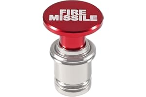 Fire Missiles Button Car Cigarette Lighter, Dealikee Anodized Aluminum Universal 12-Volt Replacement Accessory Fits for Most Vehicles Socket Size A (Red FIRE MISSILE)