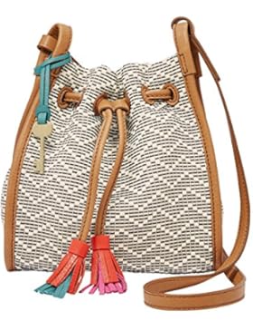 Fossil Claire Mini Drawstring Bag Creme Schwarz Damen Handtasche Tasche Schultertasche Umhängetasche Schulter...
