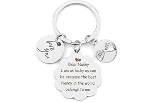 Hoosmoon Nanny Keychain - Metallic Neutral, Sentimental, Customizable, Lobster Clasp Closure - Gift for Nannies from Grandchildren