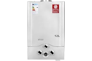 OZONLIFE Chauffe-eau à Gaz 12 LPM, Chauffe eau Gaz Butane Propane Instantané 24 KW, 0,2 Bar Pression d'Eau Ultra Basse Démarrage, pour la Maison, la Caravane et le Camping, HUN001FR