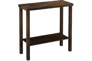 URBNLIVING 2-Tier Wooden Narrow Console Side Table, Entryway Hallway Furniture, Slim Storage & Display Table with Open Shelves, Sturdy Construction, Contemporary Finishes, Ideal for Home and Office