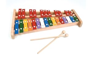 CARA & CO Professional Wooden Soprano Full Size Colorful Glockenspiel Xylophone with 27 Metal Keys for Adults & Kids