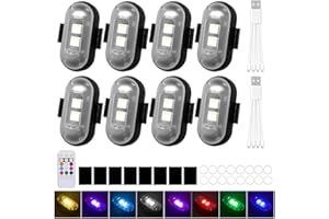 WDKXCN Lot de 8 lumières LED sans fil pour drone stroboscopique, 8 couleurs, flash LED avec télécommande, flash d'avion, éclairage sous caisse pour voiture, moto, drone, scooter