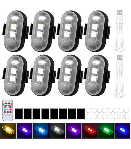 Lumières Anti-collision Voiture 4 Lumières LED Stroboscopiques Ambulance/Police 12V – Rouge Bleu Blanc Jaune – 18 Modes Flash + Continu