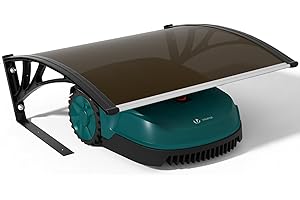 VOUNOT® Garage per Robot Tagliaerba 104×80×50 cm con Piedini in Metallo, Tettoia Protettiva per Robot Rasaerba, Resistente alle Intemperie e ai Raggi UV, per Giardino e Prato, Marrone