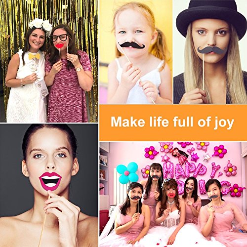 Party Foto Verkleidung Schnurrbart Lippen Brille Krawatte Hüten Photo Booth Props Set - 6