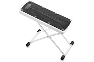 VOHALO Repose-pieds pour guitare 6 niveaux réglables avec patin en caoutchouc antidérapant pliable pour guitare classique, acoustique, électrique (Blanc)