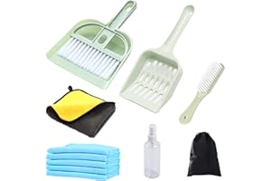 bangminda Set di Pulizia per Gabbie per Animali Domestici Set di Paletta per Piccoli Animali Mini Scopa Pulizia della Gabbia per Conigli Criceti Porcellini d'India Panno in Microfibra Flacone Spray
