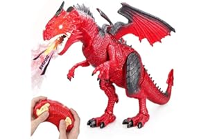 Baztoy Dinosaurios Teledirigido, Juguetes Grande RC Dragón Robot con Rugido, Rociar, Movimiento y Luz Animales Radiocontrol, Juegos Niñas 3 4 5 6 7-12 Años Educativos Regalos Cumpleaños Navidad