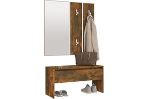 Susany Flurmöbel-Set Kleiderschränke Garderobe,Garderobenset bestehend Kleiderhaken aus 1 x Flurbank,1 x Spiegel,2 x Garderobe für Kleidung und Mäntel, Flurgarderoben