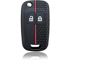 Kesiku Vauxhall Key Fob Cover for Vauxhall Corsa Astra Insignia Mokka Meriva Zafira Vectra Chevrolet Orlando Cruze Key, Silicone Vauxhall Corsa Key Cover, Vauxhall Astra Key Cover (Black-Red Line)