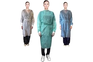 AQASKIN Blouses jetables en TNT 30g / m2, robes professionnelles jetables avec poignets en pur coton, travail à faire soi-même. Couleur: vert - bleu - blanc. Quantité 10 pcs. (Quantité 10 pcs, Vert)