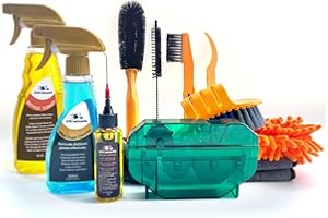 Ultrafashs Kit de nettoyage pour vélo, kit parfait pour nettoyer/protéger/lubrifier le vélo, avec brosse à chaîne, brosse de nettoyage, nettoyant pour vélo (538,6 g), dégraissant (283,5 g), lubrifiant