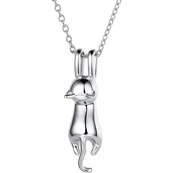Aiwedanisnting Donna Ciondolo Coppie Gatto Argento 925 Colgantes Con