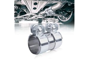 FIGFYOU Exhaust Pipe Connector 50 mm Stainless Steel Pipe Connector Exhaust Universal Exhaust Clamp Pipe Connector Galvanised Exhaust Connector 50 mm with 2 Exhaust Clamps (Diameter 50 mm / Length 90