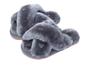 Hitopteu Pantofole Donna Peluche Casa Scarpe Bambini Invernali Slippers Ciabatte Aperta Pantofole Pelose Fluffy Infradito