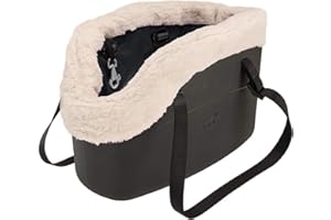 Ferplast Bolso para perros WITH-ME WINTER, EVA, Suave plástico de goma con revestimiento de ecopiel, Asas regulables, Correa de seguridad incluida, 21.5 x 43.5 x h 27 cm, Negro