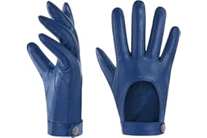 Harssidanzar Guantes de Cuero para Mujer,Guantes de Cuero para Vestido de Piel de Oveja Fina sin Forro KL021