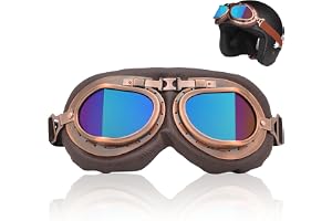 FOSDICK Vintage Motorcykelskyddsglasögon, vindtäta Steampunk-skyddsglasögon, färgade linser Cykelglasögon, Cykelsolglasögon f