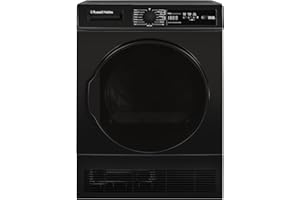 Russell Hobbs Freestanding Condenser Dryer Electric Tumble Dryer 15 Programmes 8kg Capacity 3 Heat Settings LED Display DelayStart Anti-Crease Child Lock Black Clothes Dryer RH8CTD111B