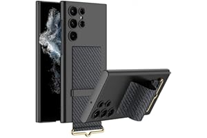 NSPIEL Funda para Samsung S23 Ultra con Correa, Funda Galaxy S23 Ultra con Soporte y Correa de Muñeca de Piel [Carga Inalámbrica], Funda Delgada a Prueba de Golpes para Galaxy S23 Ultra 5G 2023