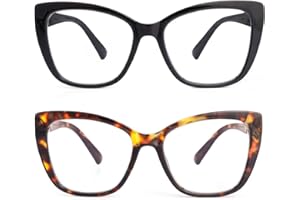 SKYWAY Occhiali da Lettura per Donna, Occhiali da Computer Oversize alla Moda con Blocco Luce Blu, Montatura Quadrata a Occhio di Gatto con Cerniera a Molla