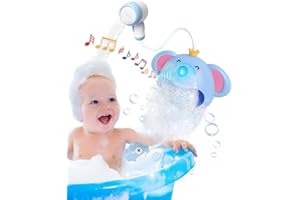 KIYTARBOO Zabawka do kąpieli dla niemowląt, zabawka do kąpieli, maszyna do baniek mydlanych z muzyką, prysznic, wanna, automatyczny słoń, baniek mydlanych, zabawka do kąpieli dla dzieci od 18+ miesięcy,