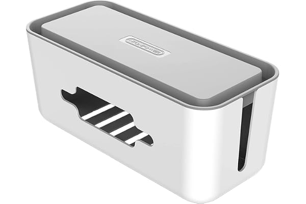 NTONPOWER Câble Boîte de Rangement, 310 x 138 x 130 mm, Anti-poussière, Antidérapant avec Support de Smartphones, Boîte pour Gérer Les Cordons de Vos écrans de Bureau, TV ou Ordinateur - Blanc