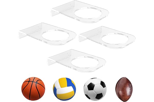 BiJun Support Ballon Mural, Support Ballon Foot en Acrylique, Support Ballon Basket pour Placer et Présenter Les Balles, pour Basketball Football Volleyball Présentoire