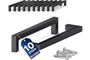 LIVING-TEC Schrankgriffe schwarz 10 Stück 128mm - Hochwertige Möbelgriffe aus vollem Edelstahl - Griffe für Küchenschränke, Küche, Möbel, Schränke - Küchengriffe im kantigen Design - Möbelgriff