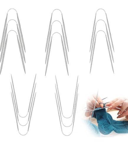 Aiguilles Circulaires BSITSSS 15 Pièces Tricot, Aiguille Circulaire Tricot En Acier Inoxydable, Aiguille A Tricoter Circulaire Pour Tissus, écharpes, Pulls(2,0mm/2,5mm/3,0mm/3,5mm/4mm Mini Aiguilles Circulaires