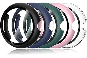 Simpeak 5-Pack Hard PC Case with Screen Protector Compatible with Google Pixel Watch 3 41mm 2024, Anti-Scratch Ultra-Thin Protective Bumper Cover Cases Compatible with Google Pixel Watch 3 41mm