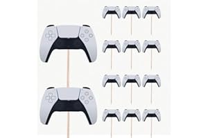 AK Giftshop Lot de 14 pics décoratifs sur le thème des manettes de jeu PS5 – anniversaire – événement – fête – gâteaux – cupcakes – décorations – drapeaux de nourriture