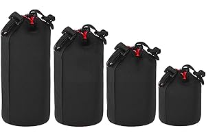 LUOCAI 4 Pack Lens Pouch Set Thick Lens Case for Protect Camera Len with Soft Plush Inside 4 Sizes Lens Pouch Bag Water Resistant for Canon, Nikon, Pentax, Sony, etc.(Red)