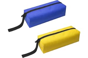 PAITOK Set di 2 Borsa Porta Attrezzi Piccola e Portatile, Multifunzionale in Tela, con Cerniera, Vari Colori Disponibili, per Utensili, Giardinaggio, Lavoro Fai da Te e Artigianato (Blu e giallo)
