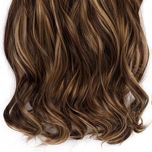 22 „Full-Kopf-Klipp in den Haar-Verlangerungen Ombre Wavy Curly Dip Dye 7Pcs Mix Braun Schwarz - 6