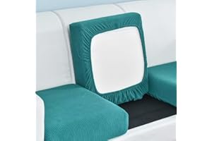 Hovoto Sofa Sitzkissenbezug, Sofa Sitzkissenbezug Stretch, Elastischer Kissenbezüge, Husse Überzug Bezug Für Sofa Sitzkissen, rutschfest Stoff Tartan, Cyan, 4 Seater
