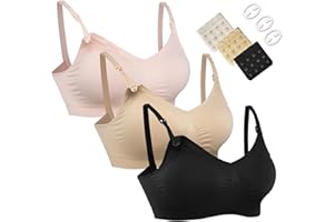 HOFISH Schwangerschafts- und Still-BH (Mehrfachpack) – Nahtloses Schlaf-Bralette ohne Bügel mit zusätzlichen BH-Verlängerungen & Clips