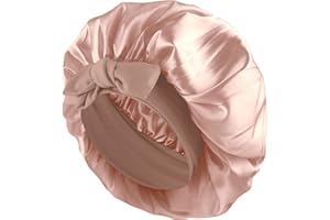 Abeillo Schlafmütze Satin Bonnet Nacht Schlaf Mütze, Nachtmütze Haarhaube, Verstellbare Seidenhaube zum Schlafen mit Elastischem Band, Satin Seiden für Damen und Mädchen Alle Haartypen (Champagner)