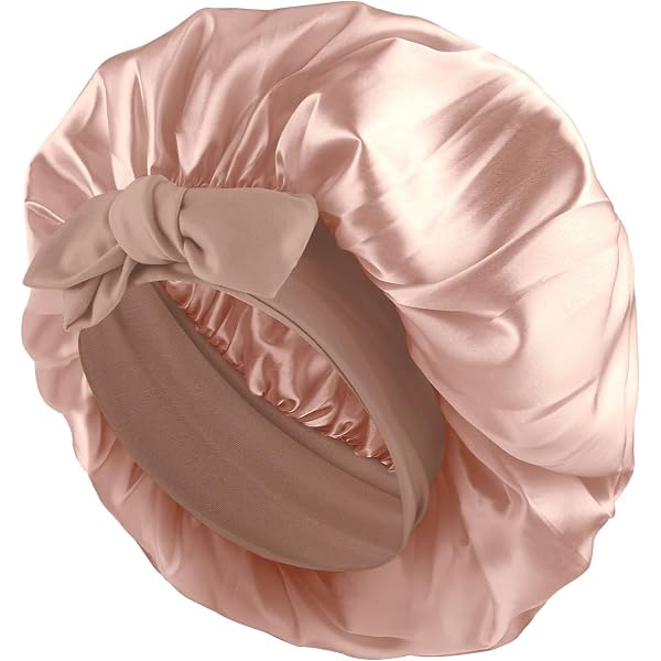 IUHRIE 2 Stück Seidenhauben Zum Schlafen – Rosa & Lila, Verstellbar, Mit 2 Satin-Haargummis, Für Haar- Und Frisurenschutz