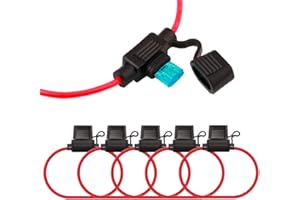 FULARR® 5Pcs Premium ACS Petit Etanche en Ligne Lame Porte-Fusible avec 16 AWG Harnais, Gratuits 15Pcs Mini Lame Fusible + 1Pcs Fusible Extracteur + 5Pcs Fil Attaches –– 12V / 24V