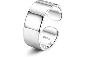 Chriscoco 925 Silber Ringe für Damen Verstellbare Ring Bandring Verlobungsring Eheringe Daumenring Verstellbar Offener Ring für Damen Herren 2/3/4/5/6/8/10/15MM