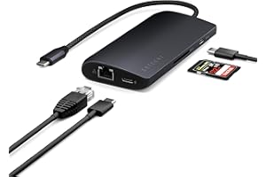 ‎SATECHI SATECHI 8 W 1 USB-C Hub Multiport Adapter V3, 8K@60Hz HDMI, Ładowanie 100W, 4x USB do Transmisji Danych, Ethernet, Czytnik Kart SD, do Laptops, MacBook Air i Pro M5 M4, iPad, Windows – Północ