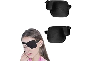 BLEEZM 2 pcs Parche ocular ajustable para tratar la ambliopía u ojo vago, 3D Perezosos Máscara de Ojos Negro Ojo Izquierdo y Ojo Derecho