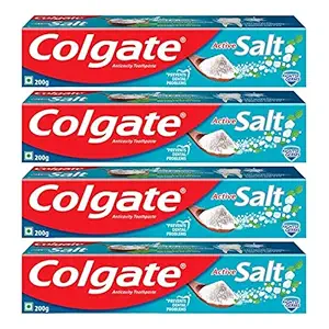 Colgate Active Salt Germ Fighting Toothpaste for Healthy Gums and Teeth for Tooth Decay Prevention, Gum Protection, Eliminates Bad Breath, Plaque Removal (800g/200g x 4)